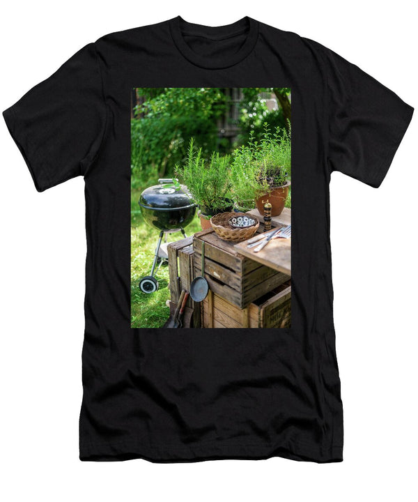 1 a Garden Kitchen with a Round Grill in a Summer Garden Sebastian Schollmeyer T-Shirt