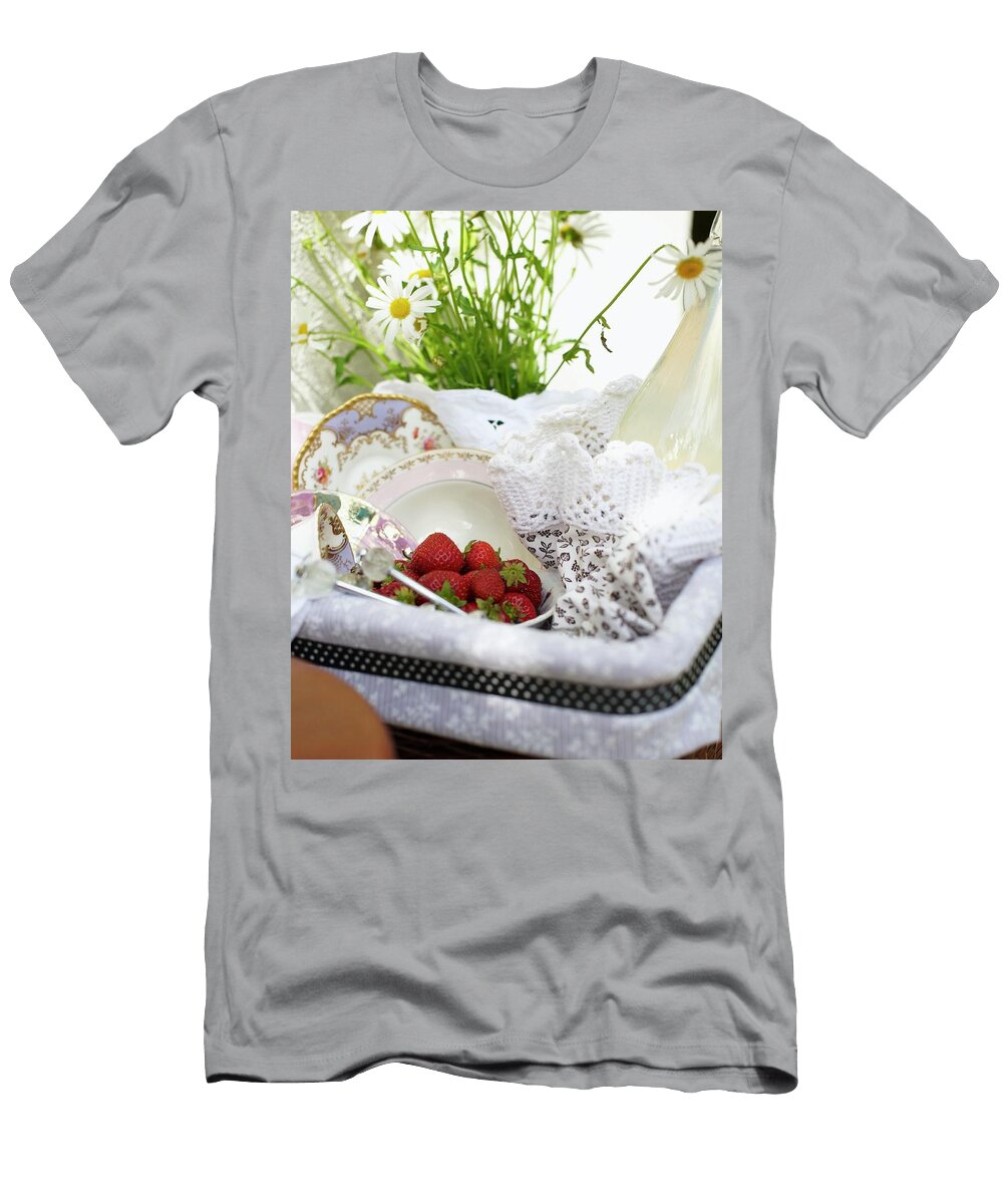 1 a Picnic Basket with Strawberries and Lemongrass Lemonade on a Bicycle Hannah Kompanik T-Shirt