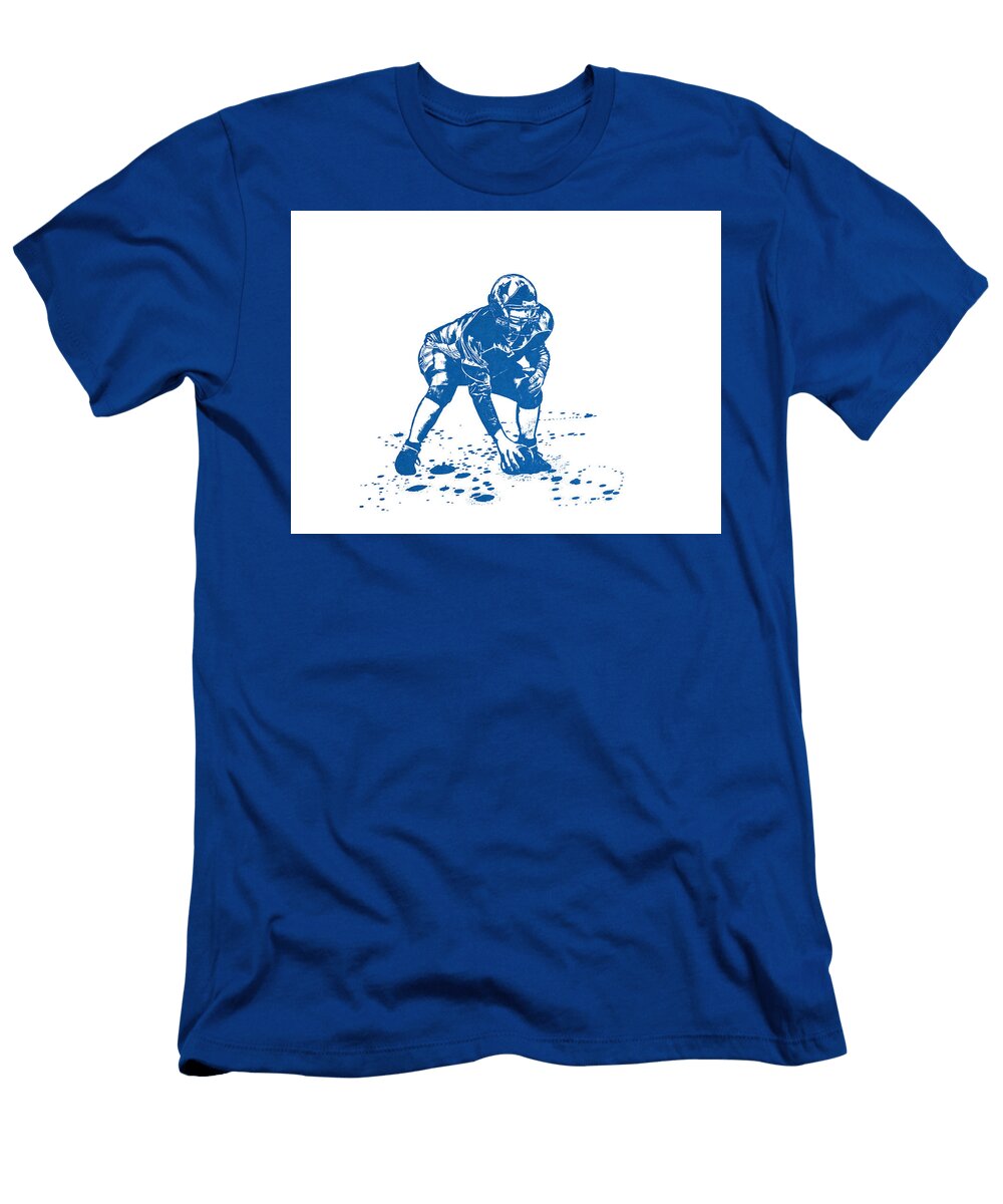 1 American Football Center Holding Ball for Snap on Scrimmage NFL Jesp Art and Decor T-Shirt
