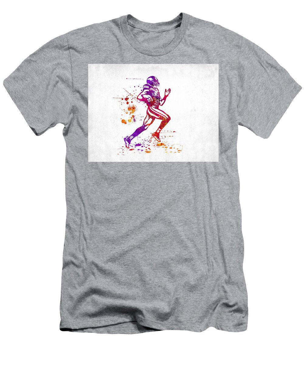 1 American Football Quarterback Running with Ball NFL Player Col Jesp Art and Decor T-Shirt
