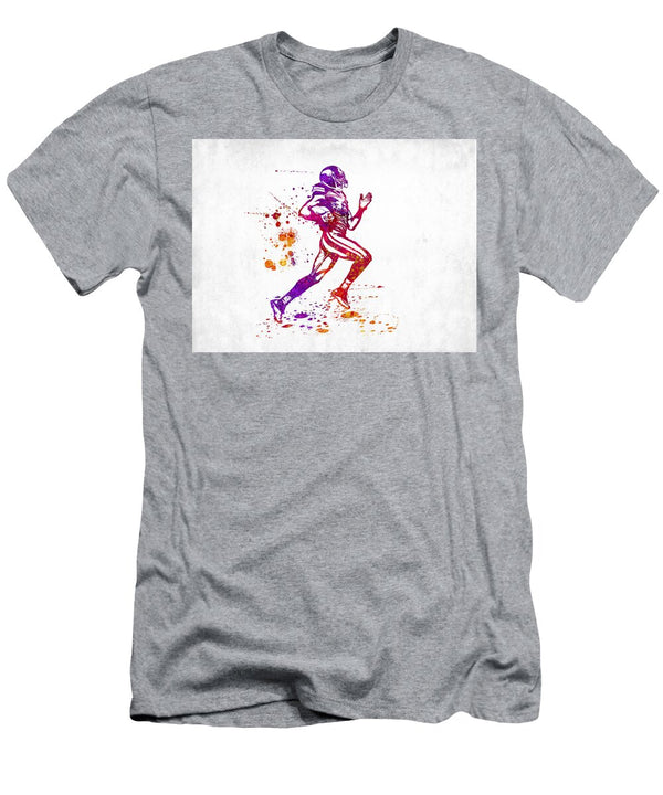 1 American Football Quarterback Running with Ball NFL Player Col Jesp Art and Decor T-Shirt