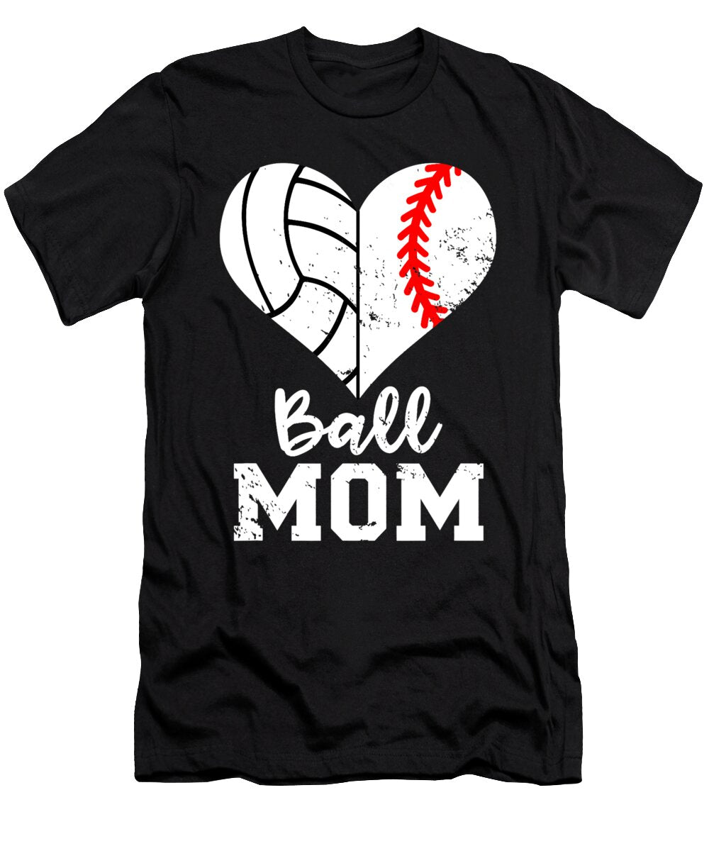 1 Ball Mom Heart Funny Baseball Volleyball Mom Dhbubble T-Shirt