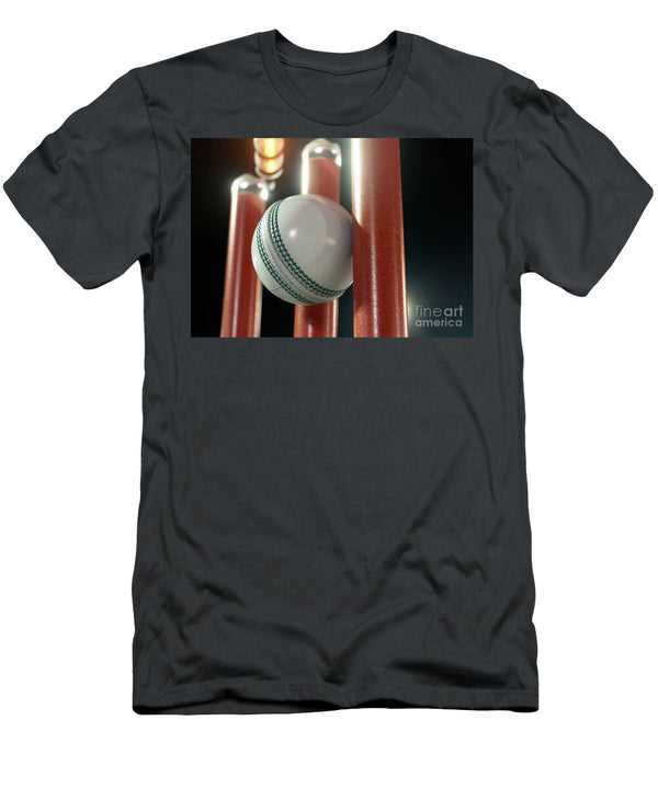 1 Ball Striking Illuminated Cricket Wickets Allan Swart T-Shirt