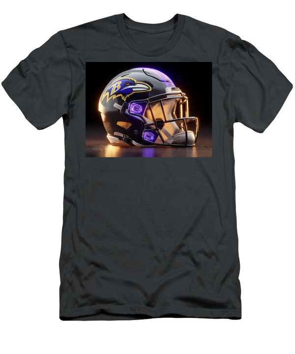 1 Baltimore Ravens Football Helmet Kevin Walker and Pixel Reverie T-Shirt