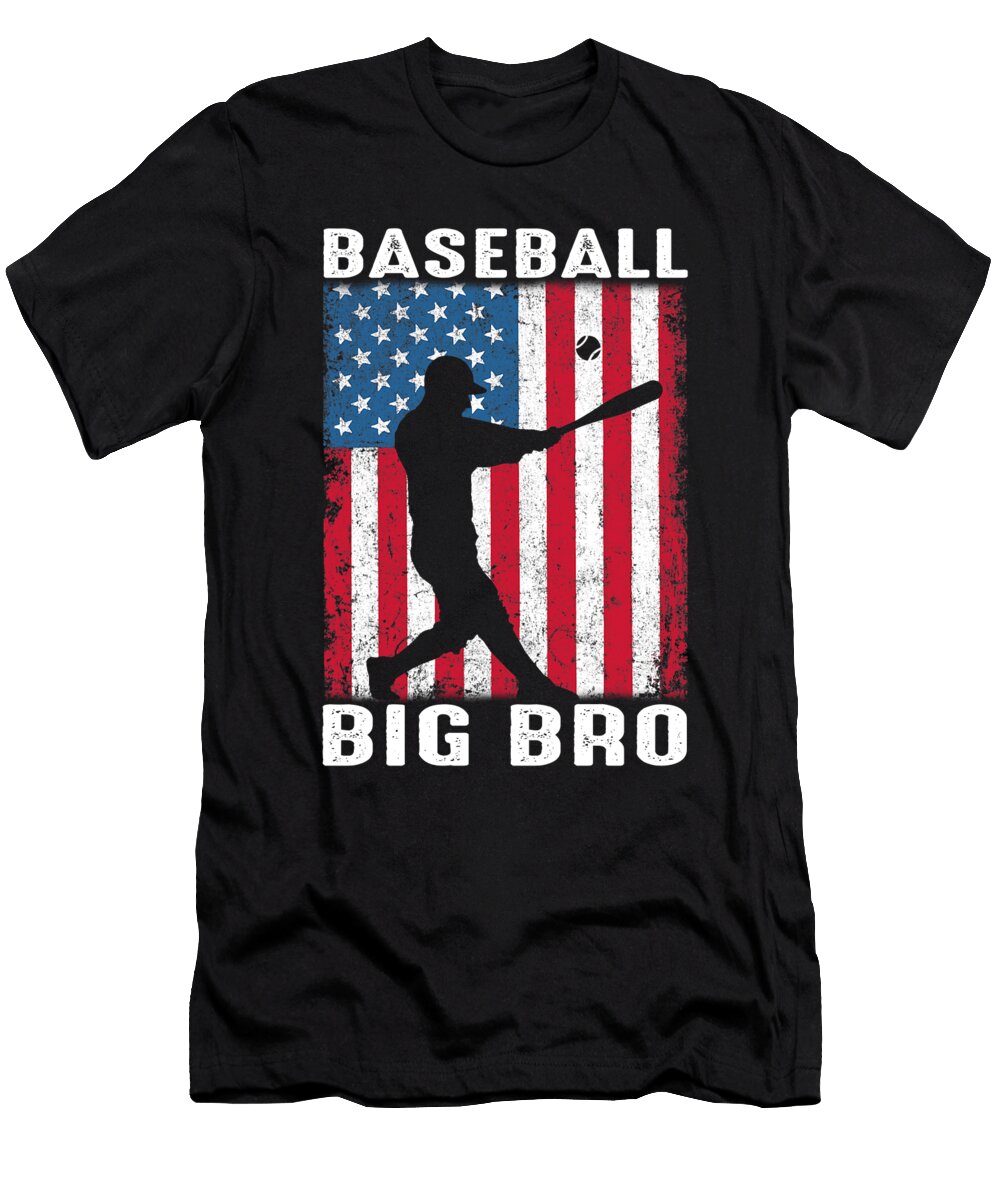 1 Baseball Big Bro USA Flag Catcher Fathers Day Dhbubble T-Shirt