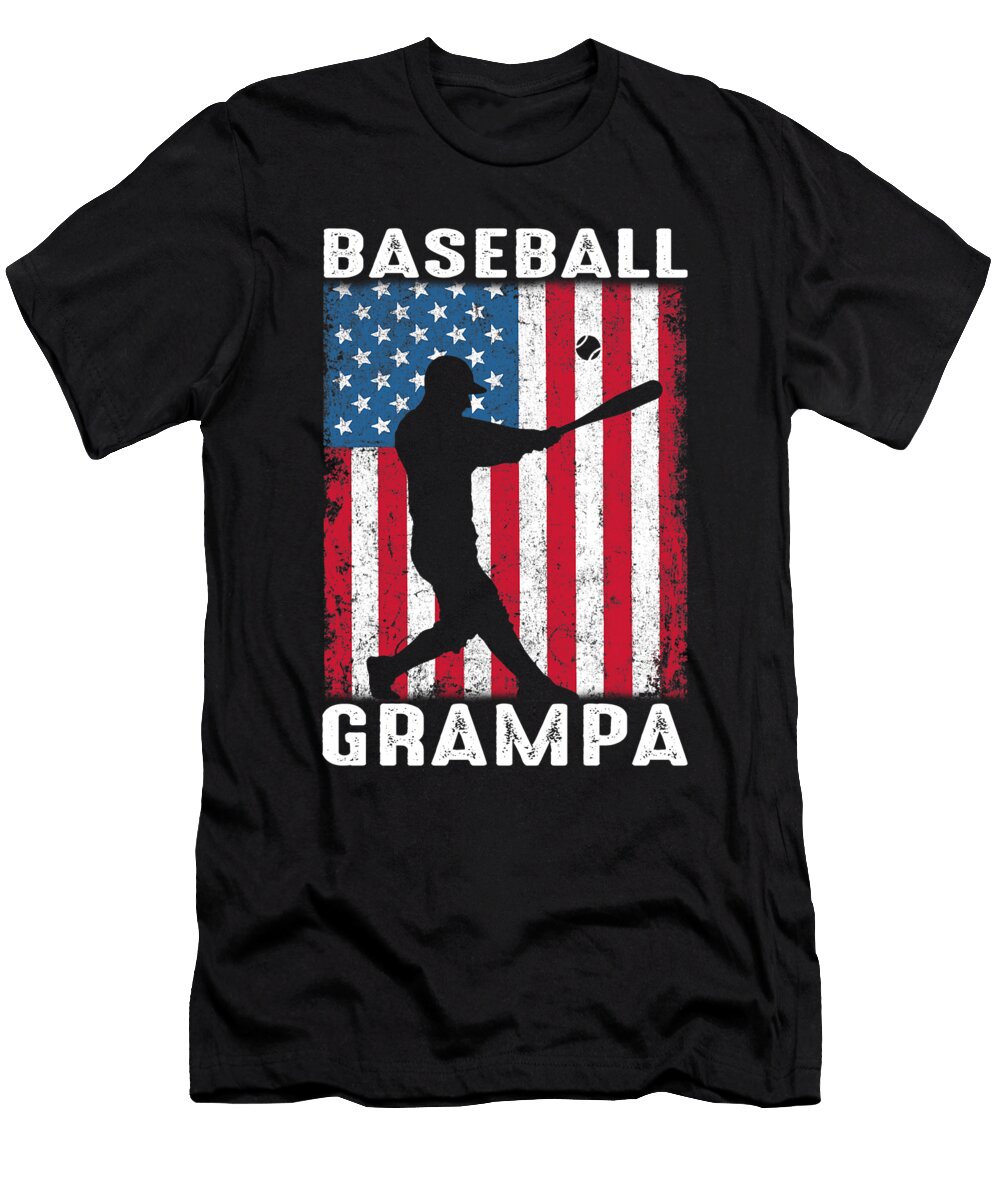 1 Baseball Grampa USA Flag Catcher Fathers Day Dhbubble T-Shirt