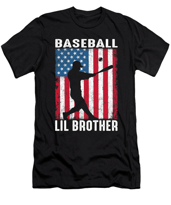 1 Baseball Lil Brother USA Flag Catcher Fathers Day Dhbubble T-Shirt