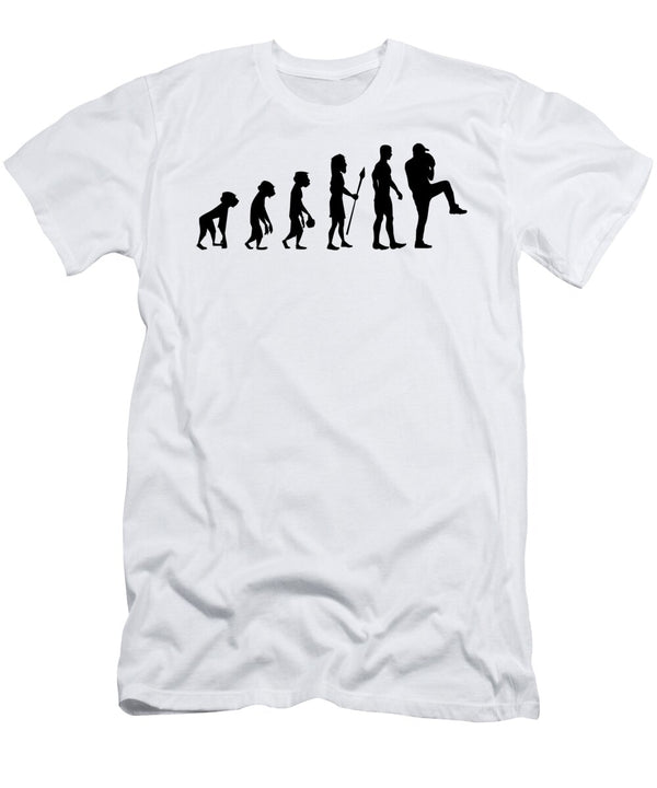 1 Baseball Pitcher Funny Retro Evolution of Humans Novelty Graphic Sports Gifts for Him Orange Pieces T-Shirt