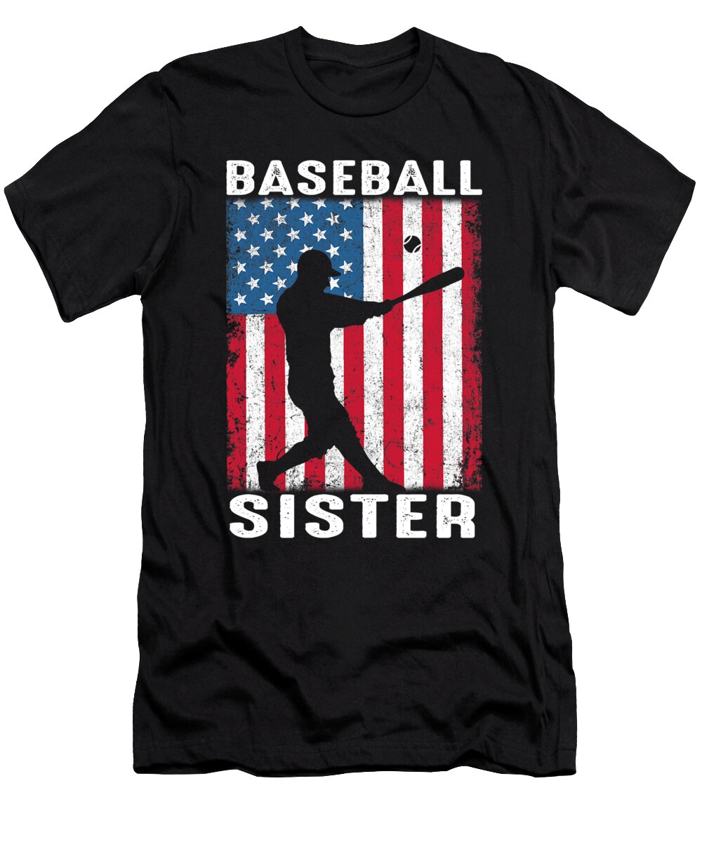 1 Baseball Sister USA Flag Catcher Fathers Day Dhbubble T-Shirt
