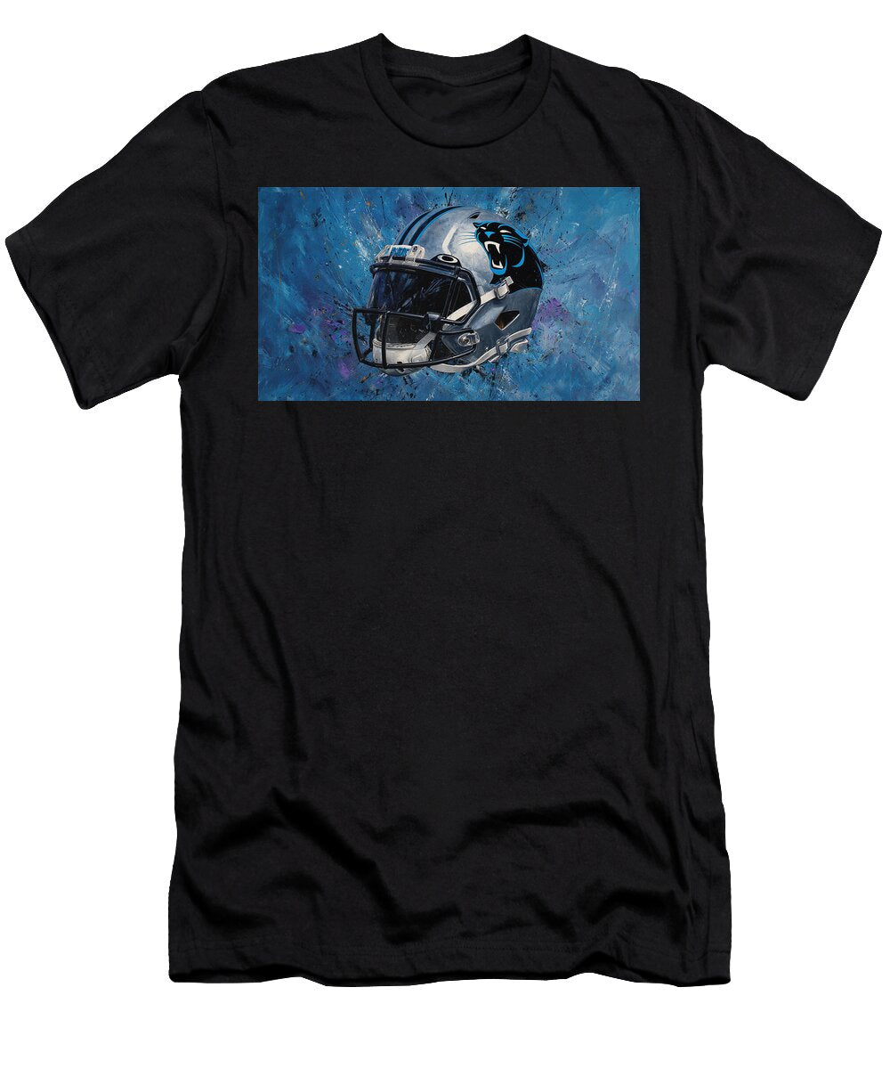 1 Carolina Panthers Football Helmet Kevin Walker and Pixel Reverie T-Shirt