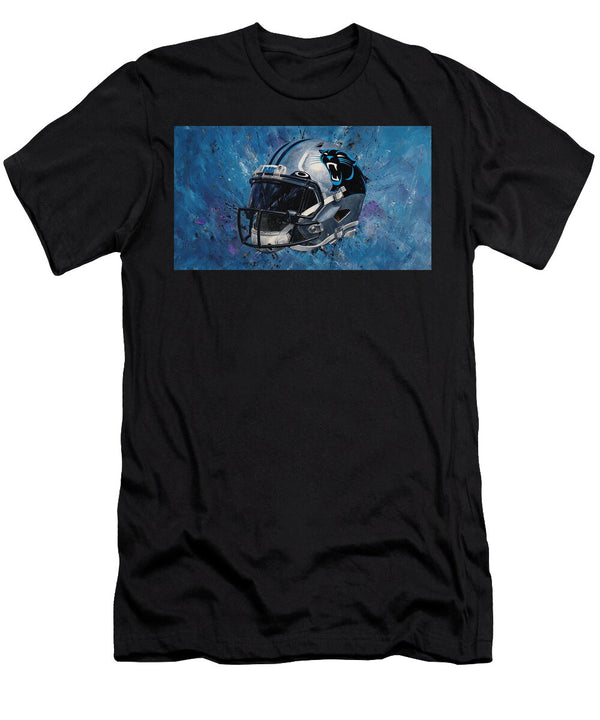 1 Carolina Panthers Football Helmet Kevin Walker and Pixel Reverie T-Shirt