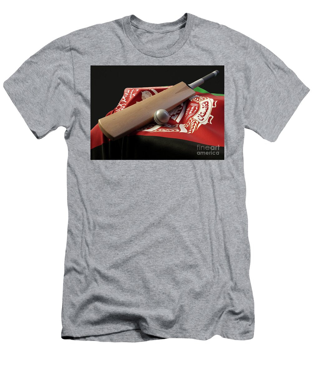1 Cricket Ball Bat and Afghanistan Flag Allan Swart T-Shirt