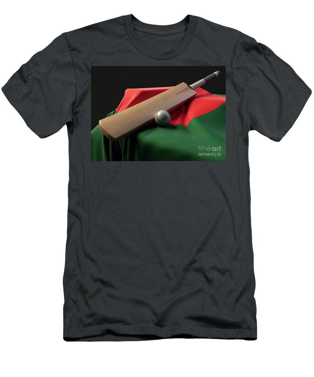 1 Cricket Ball Bat and Bangladesh Flag Allan Swart T-Shirt
