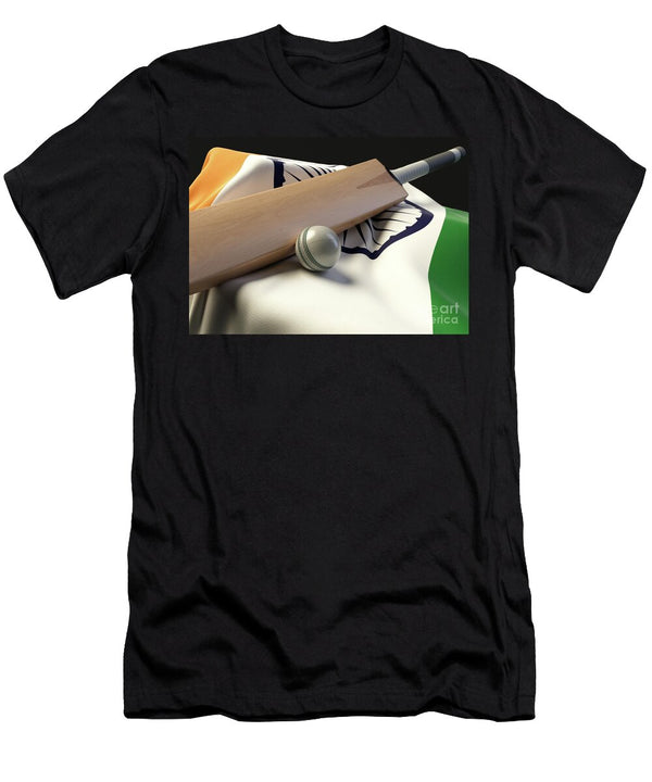 1 Cricket Ball Bat and India Flag Allan Swart T-Shirt