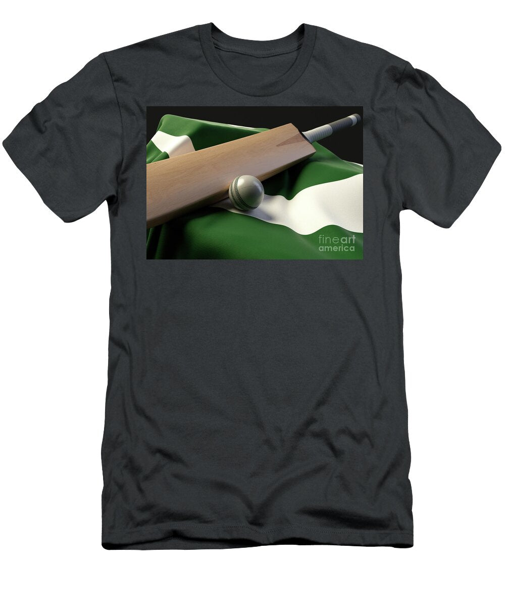 1 Cricket Ball Bat and Pakistan Flag Allan Swart T-Shirt