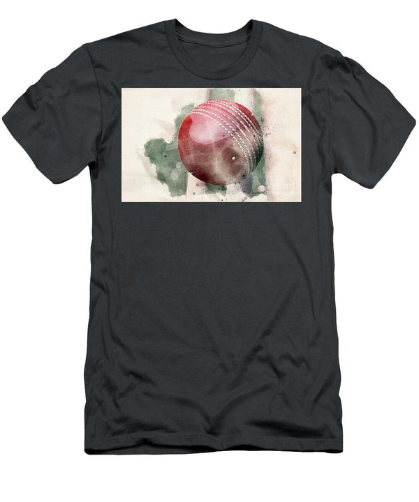 1 Cricket Ball Striking Wickets Watercolor Allan Swart T-Shirt