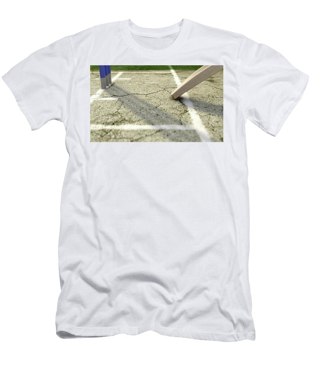1 Cricket Pitch Ball and Wickets Allan Swart T-Shirt