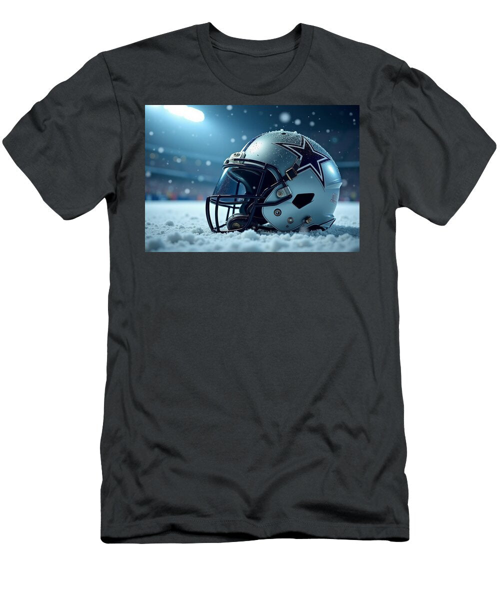 1 Dallas Cowboys Football Helmet in Snow Kevin Walker and Pixel Reverie T-Shirt