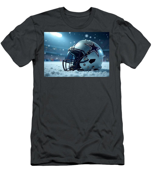 1 Dallas Cowboys Football Helmet in Snow Kevin Walker and Pixel Reverie T-Shirt