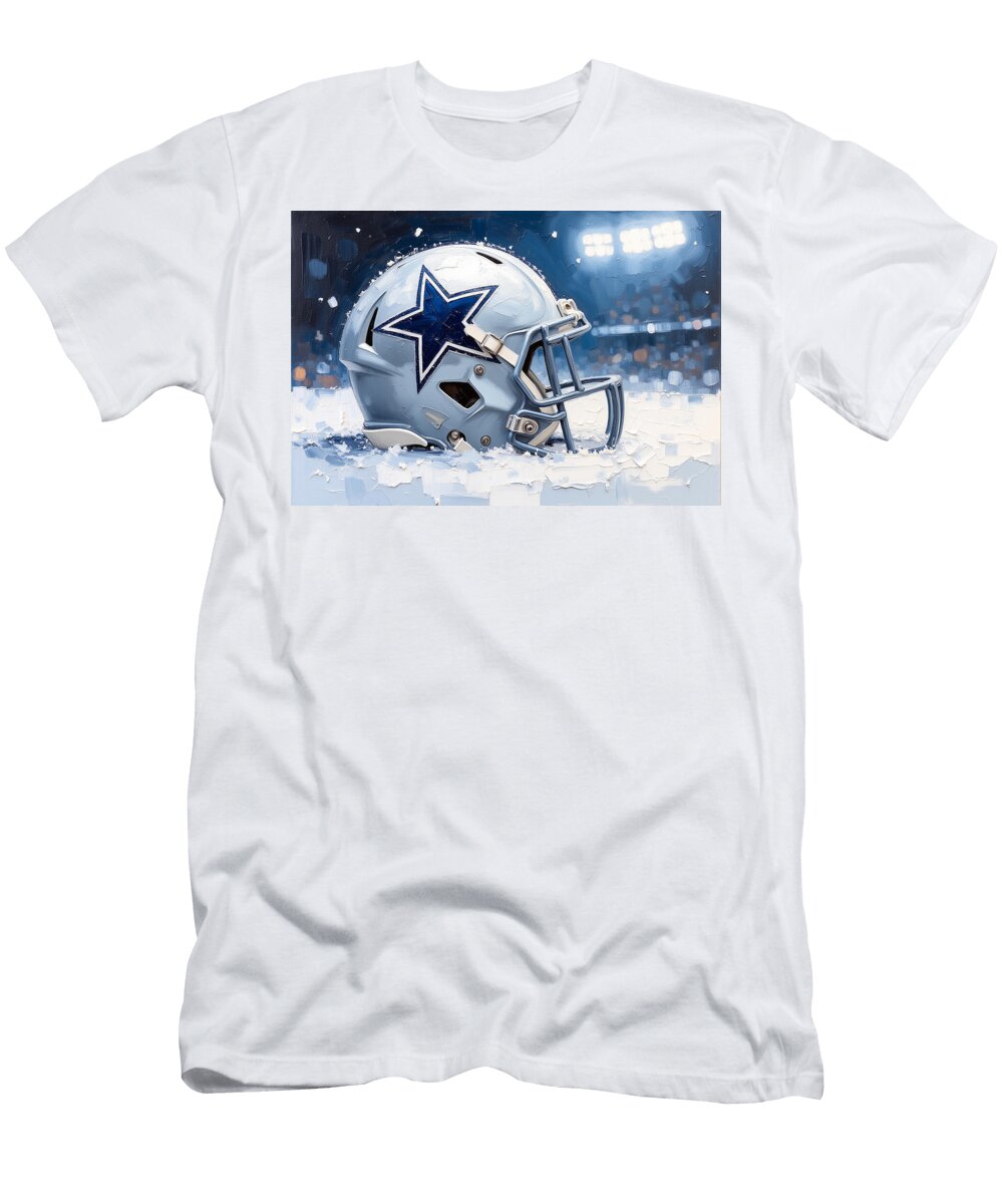 1 Dallas Cowboys Helmet in Snow Kevin Walker and Pixel Reverie T-Shirt
