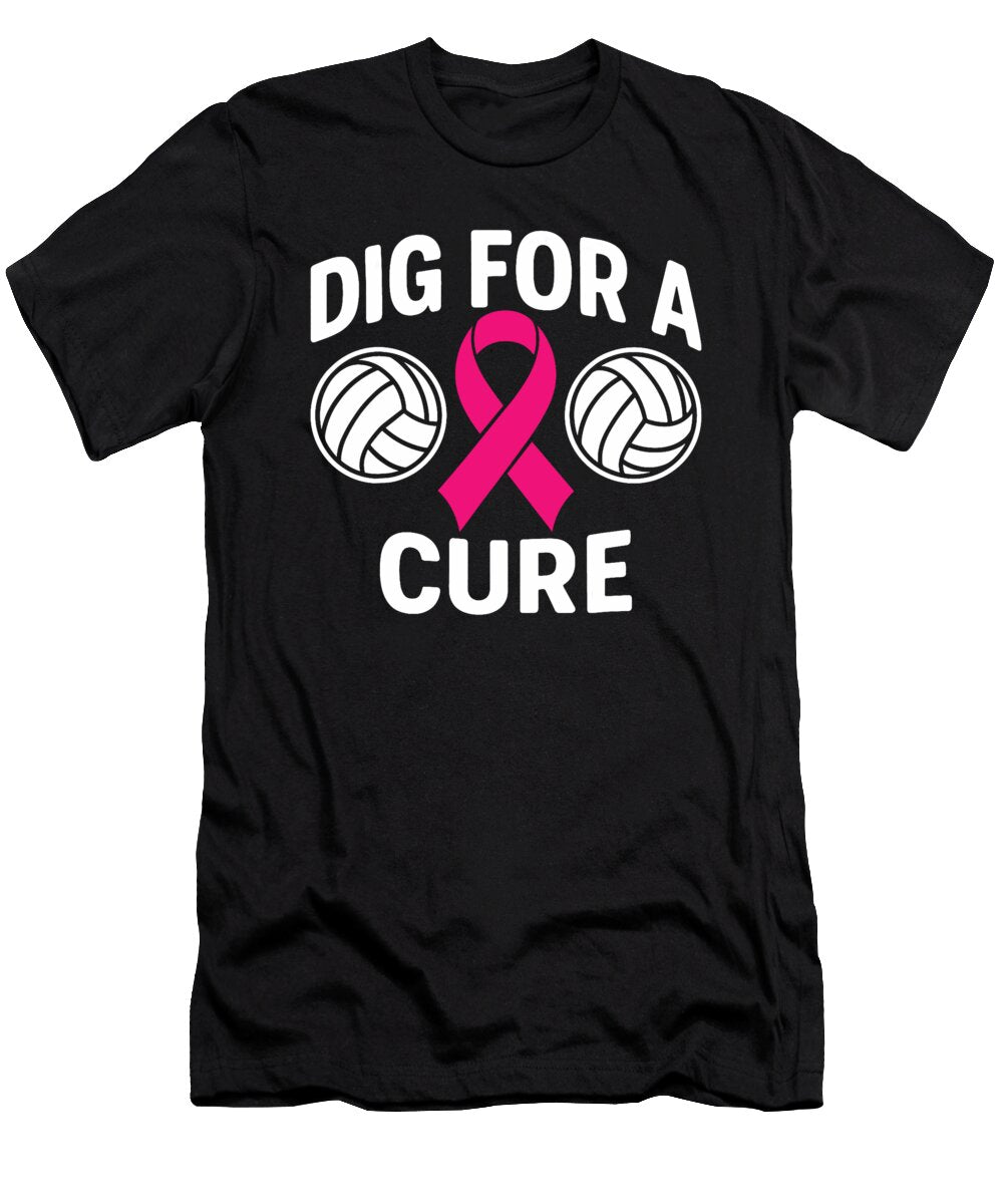1 Dig for a Cure Ribbon Volleyball Breast Cancer Natalie Lidford T-Shirt