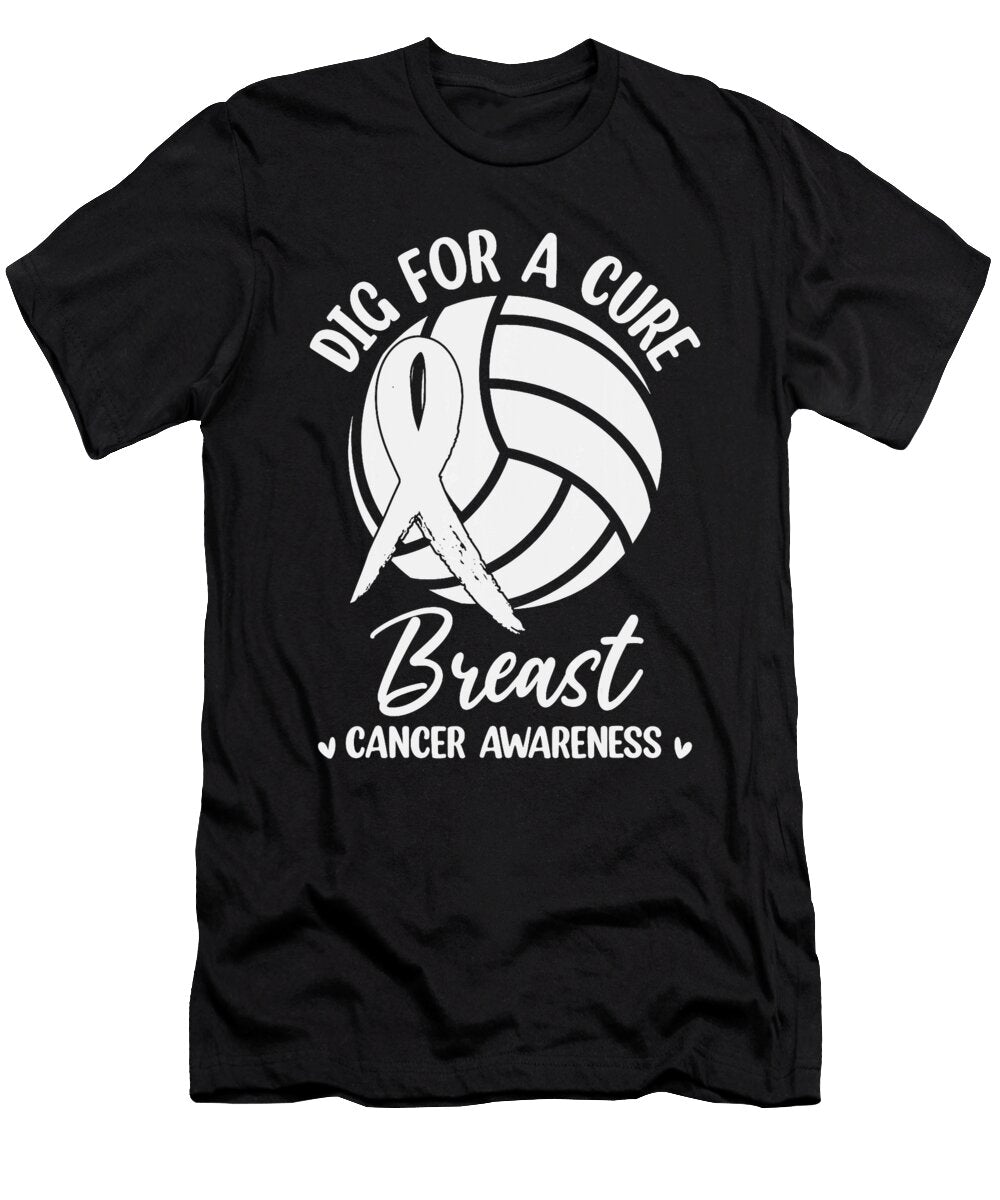 1 Dig for Cure Ribbon Volleyball Breast Cancer Natalie Lidford T-Shirt