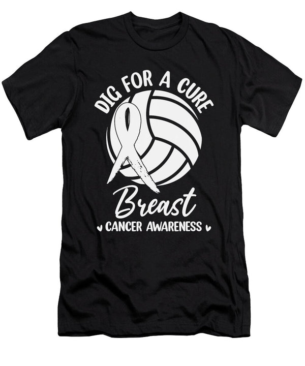 1 Dig for Cure Ribbon Volleyball Breast Cancer Natalie Lidford T-Shirt