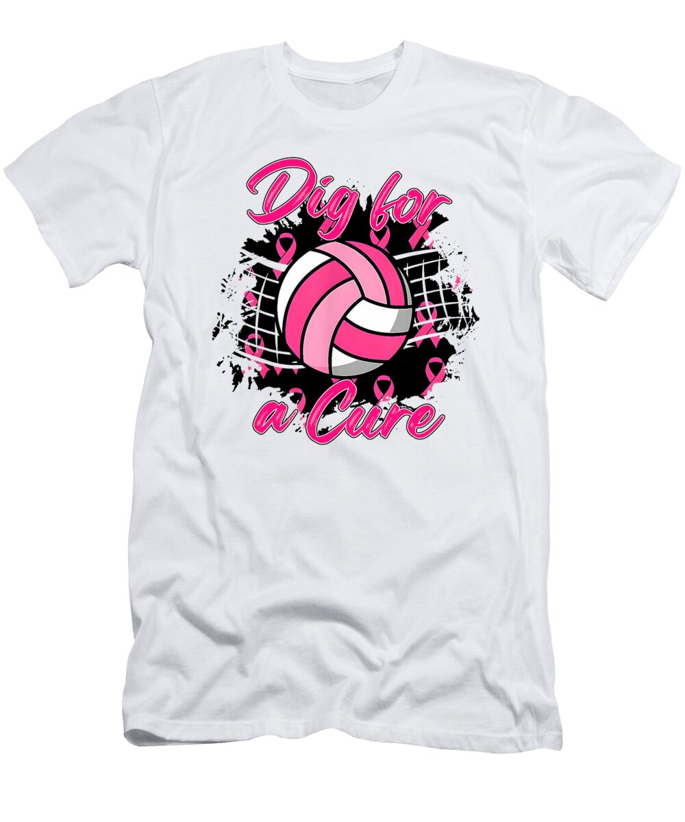 1 Dig for Cure Ribbon Volleyball Pink Breast Natalie Lidford T-Shirt