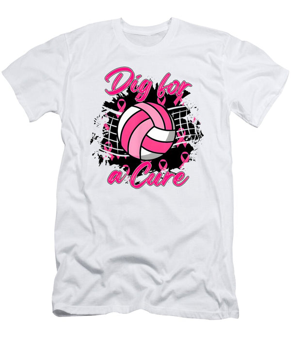 1 Dig for Cure Ribbon Volleyball Pink Breast Natalie Lidford T-Shirt