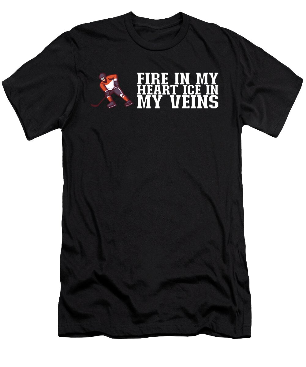 1 Fire in My Heart Ice in My Veins Ice Hockey Gift Bi Nutz T-Shirt
