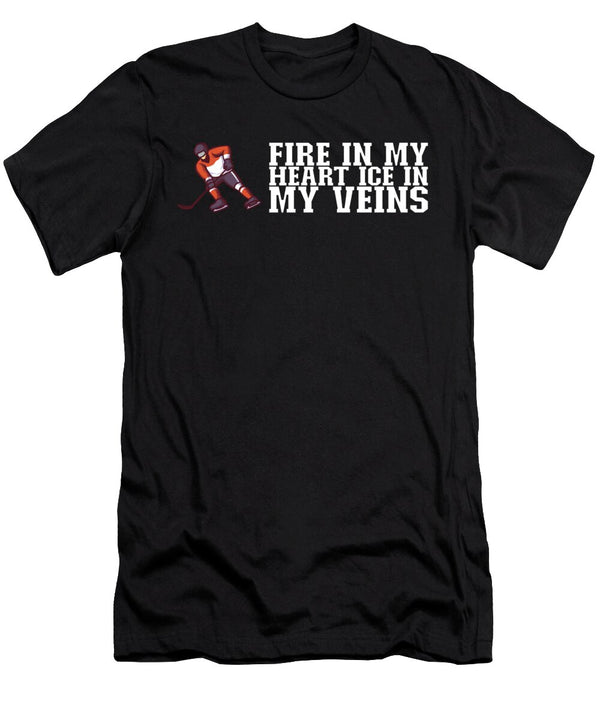 1 Fire in My Heart Ice in My Veins Ice Hockey Gift Bi Nutz T-Shirt
