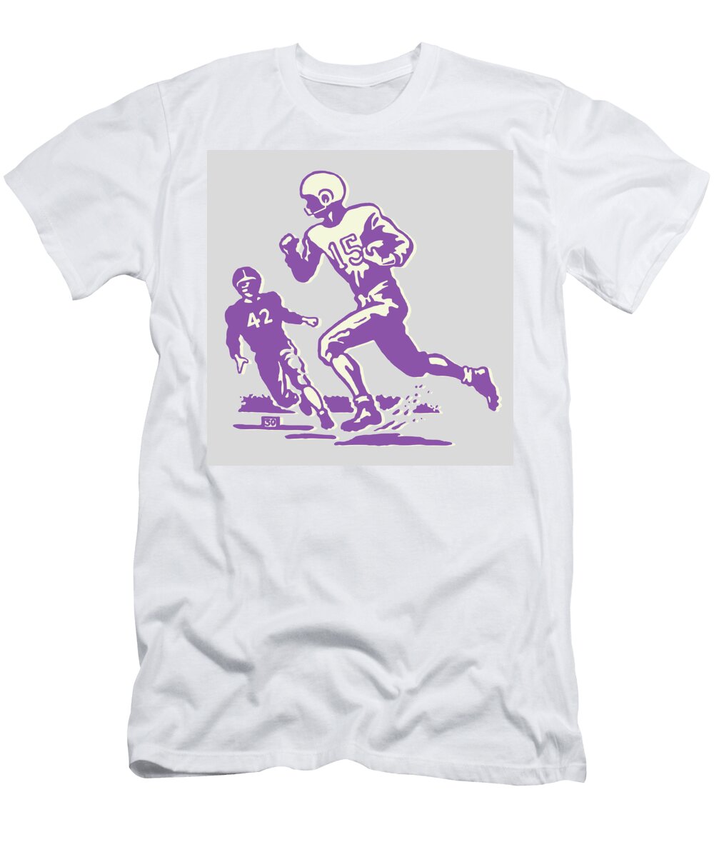 1 Football Player Running with Ball and About to Be Tackled Csa Images T-Shirt