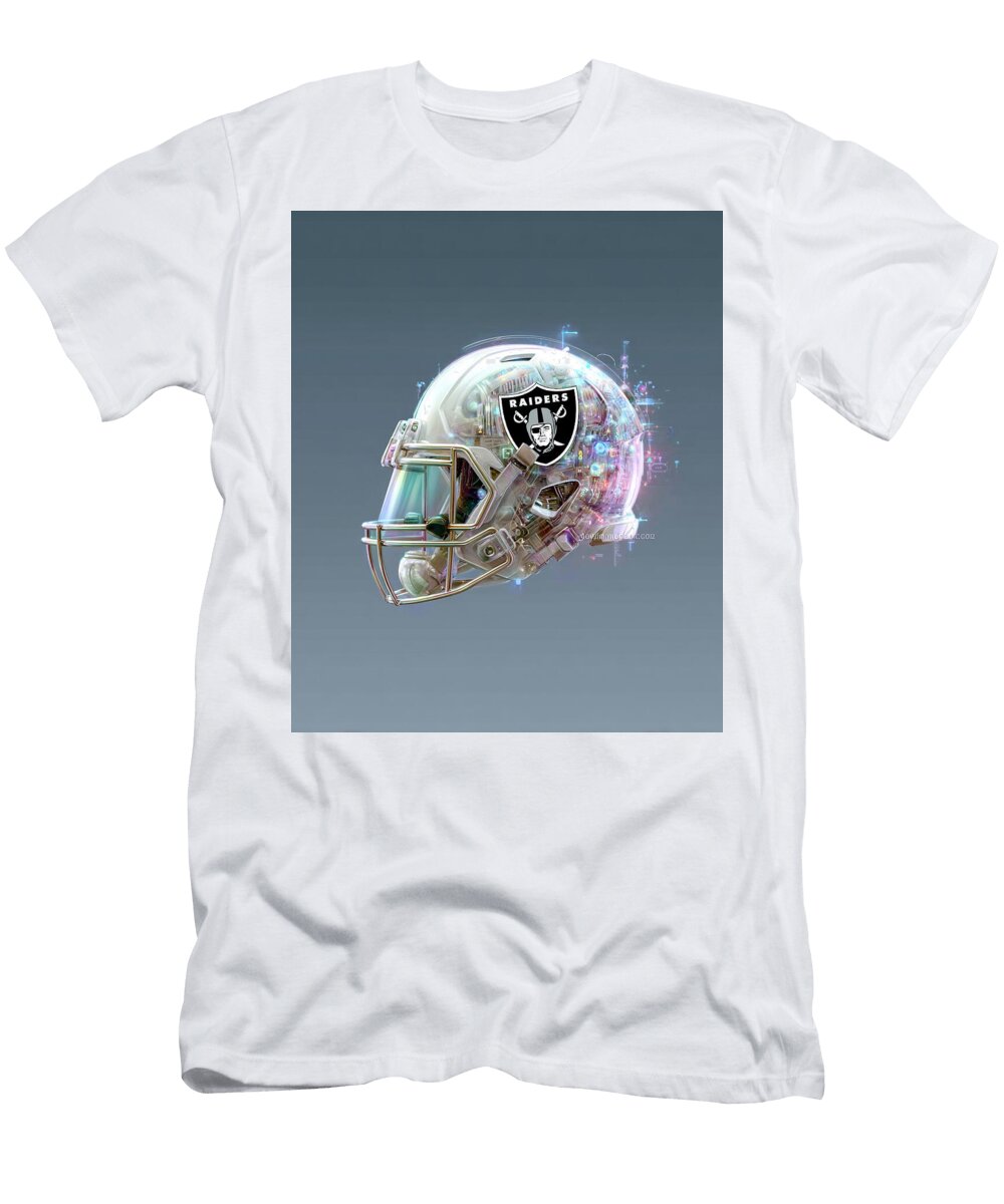 1 Futuristic Raiders Football Helmet Kevin Walker and Pixel Reverie T-Shirt