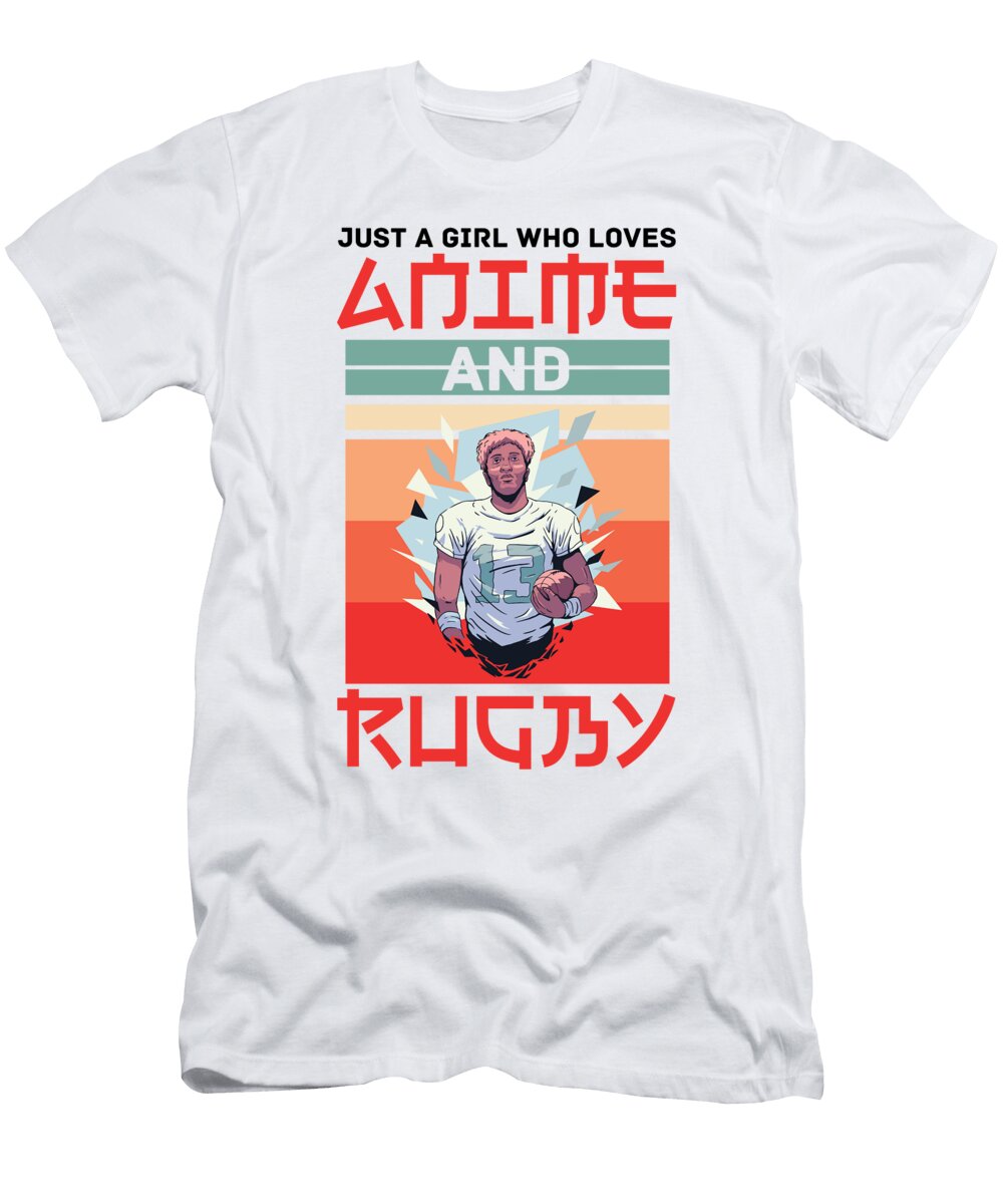 1 Girl Loves Anime and Rugby American Football Otaku Florian Dold Art T-Shirt