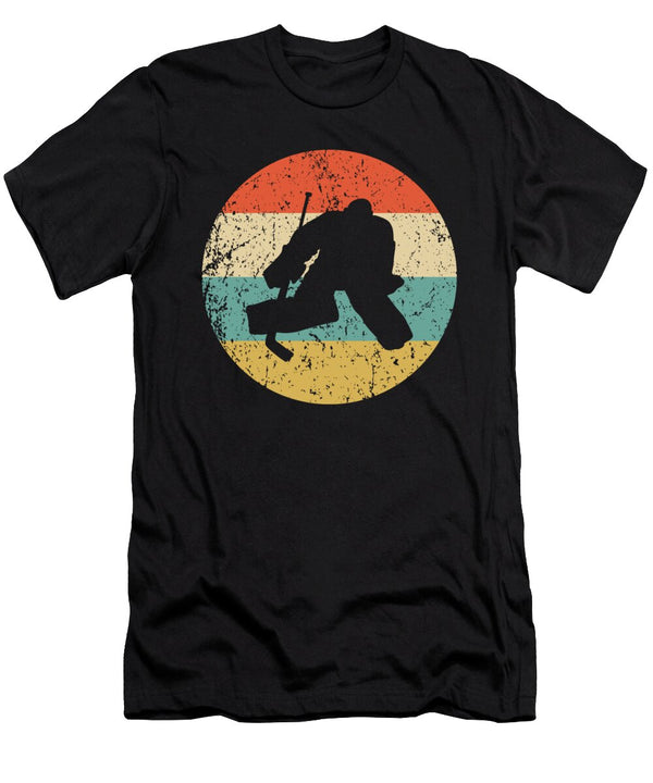 1 Hockey Vintage Retro Hockey Goalie Circle Icon Kevin Garbes T-Shirt