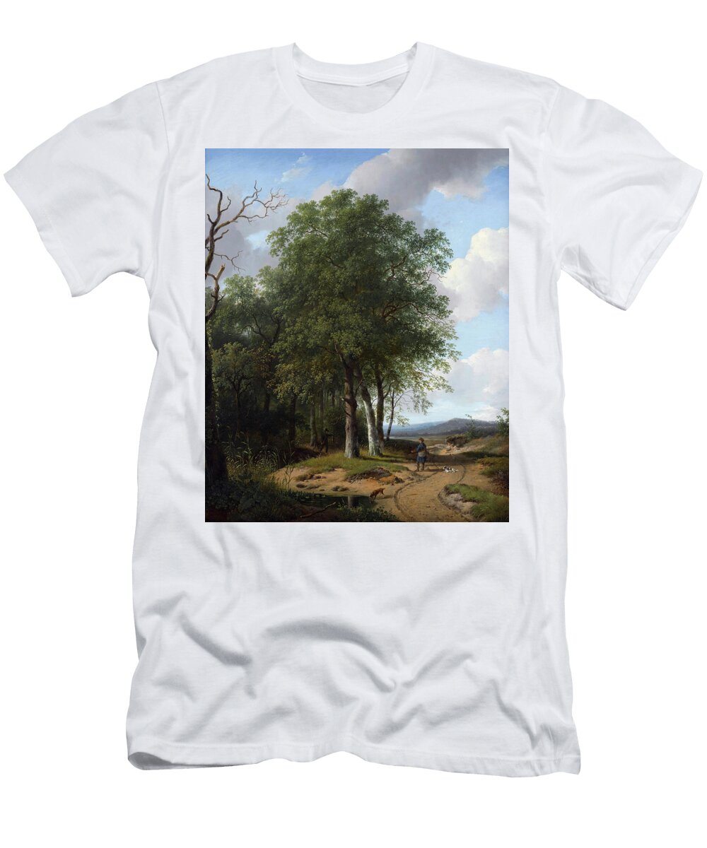 1 Hunters in a Wooded Landscape Andreas Schelfhout T-Shirt