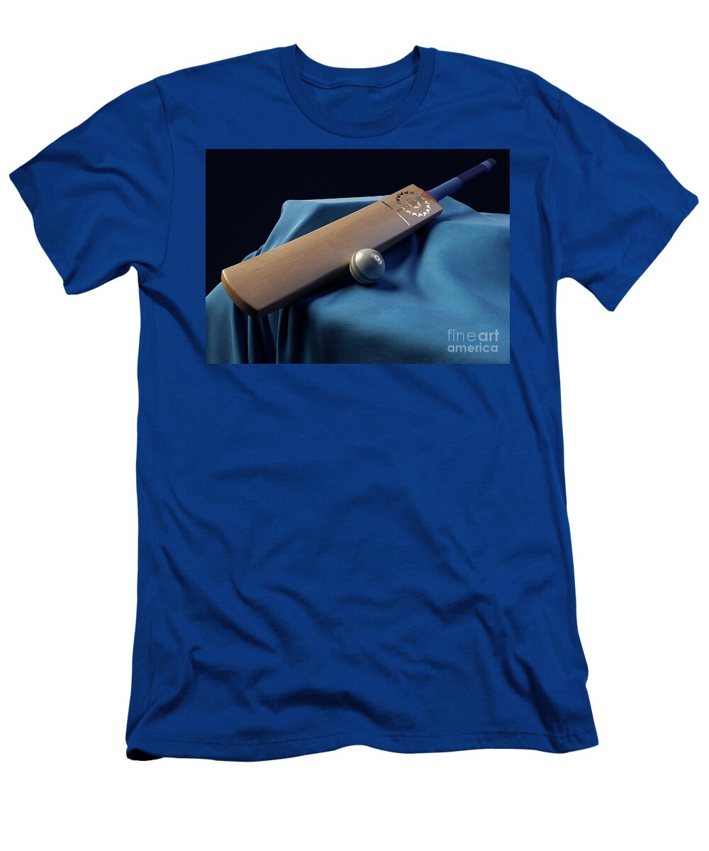 1 India Cricket Ball Bat and Fabric Allan Swart T-Shirt