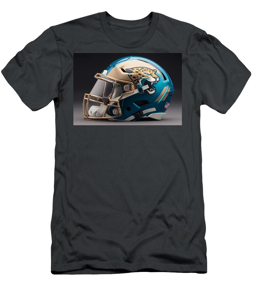 1 Jacksonville Jaguars Football Helmet Kevin Walker and Pixel Reverie T-Shirt