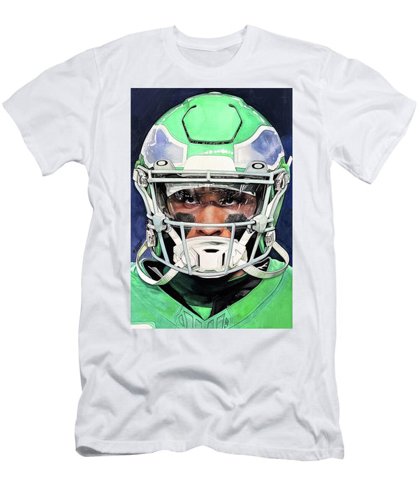 1 Jalen Hurts Watercolor Philadelphia Eagles Michael Pattison T-Shirt