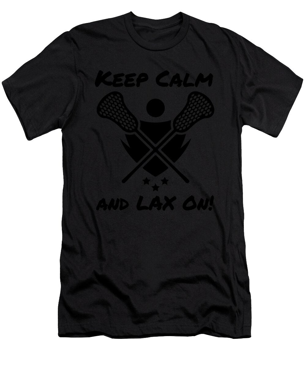 1 Lacrosse Keep Calm and Lax on Lacrosse Player Kanig Designs T-Shirt