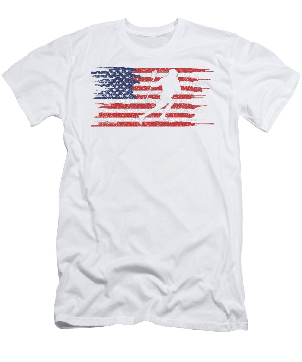 1 Lacrosse Player American Flag Kanig Designs T-Shirt