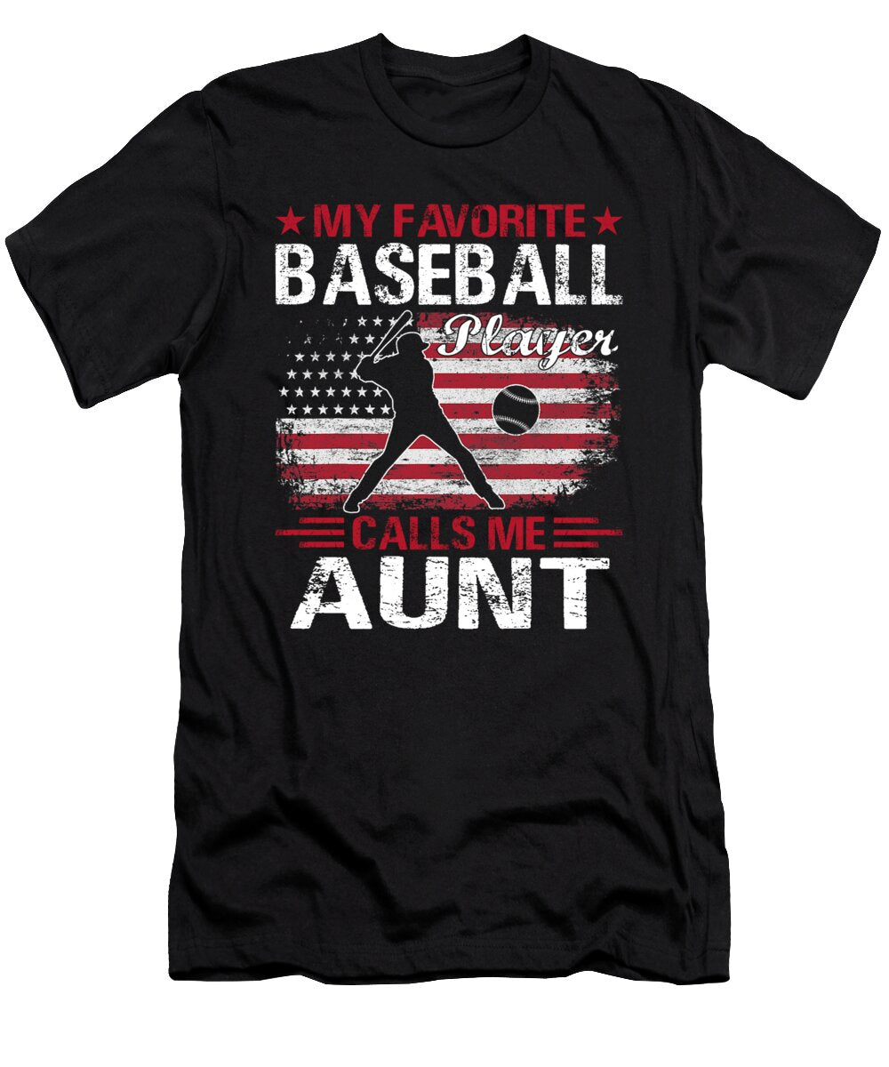1 My Favorite Baseball Catcher Calls Me Aunt Baseball USA Flag Dhbubble T-Shirt