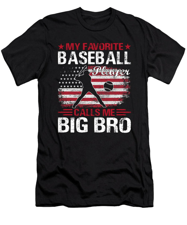 1 My Favorite Baseball Catcher Calls Me Big Bro Baseball USA Flag Dhbubble T-Shirt
