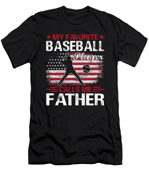 1 My Favorite Baseball Catcher Calls Me Father Baseball USA Flag Dhbubble T-Shirt