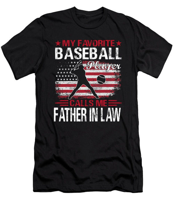 1 My Favorite Baseball Catcher Calls Me Father in Law Baseball USA Flag Dhbubble T-Shirt