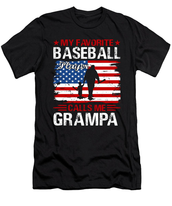 1 My Favorite Baseball Catcher Calls Me Grampa Baseball USA Flag Dhbubble T-Shirt