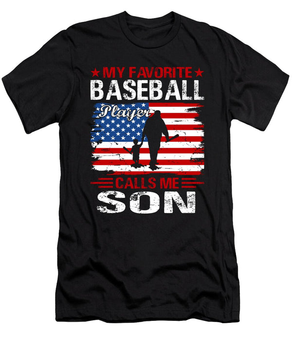 1 My Favorite Baseball Catcher Calls Me Son Baseball USA Flag Dhbubble T-Shirt