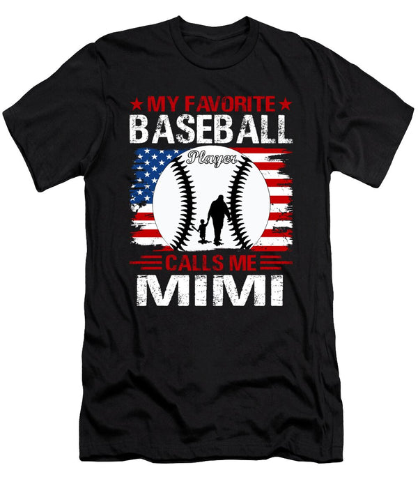 1 My Favorite Baseball Player Calls Me Mimi Baseball USA Flag Dhbubble T-Shirt
