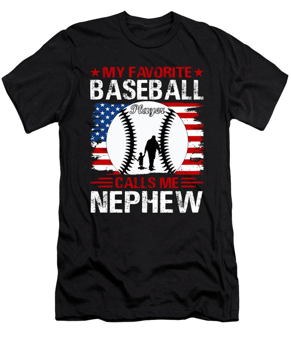 1 My Favorite Baseball Player Calls Me Nephew Baseball USA Flag Dhbubble T-Shirt