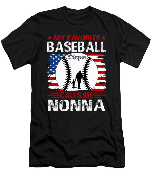 1 My Favorite Baseball Player Calls Me Nonna Baseball USA Flag Dhbubble T-Shirt